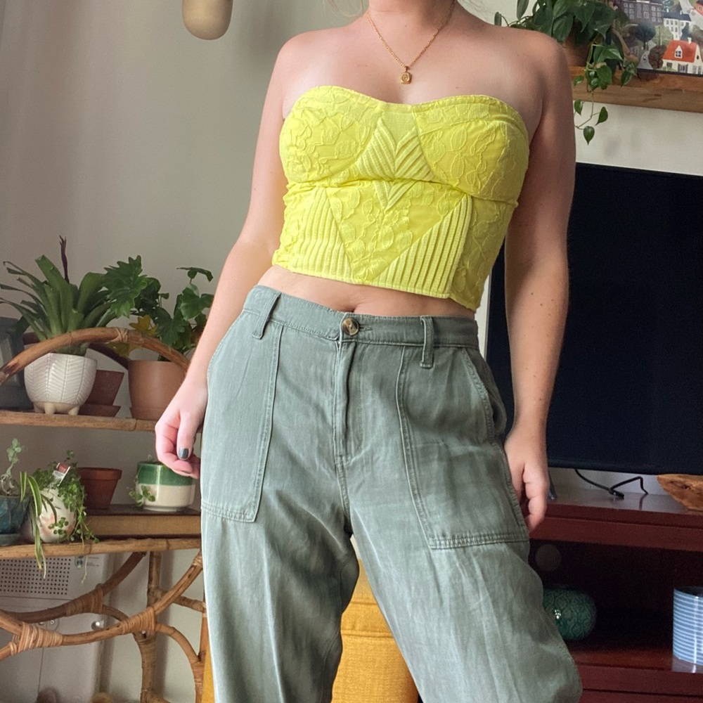 Urban Outfitters yellow cropped corset